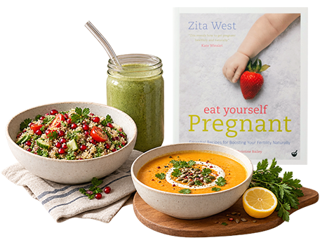 Eat Yourself Pregnant book written by Zita West with some of the recipes