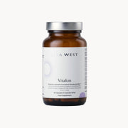 Vitafem supplement bottle with a white label on a white background